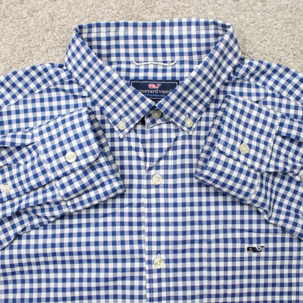 Vineyard Vines Performance Shirt Mens Large Blue Classic Fit Tucker Stretch L/S - Picture 1 of 14